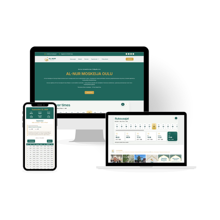 Nur Moskeija mosque website design and development with custom prayer times plugin